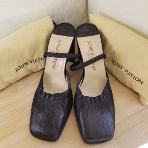 Authentic Louis Vuitton Metallic Black Slingback